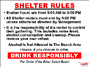 Aluminum Signs : Eden, VT Shelter rules