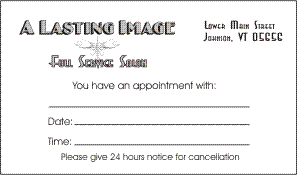 Business Cards : A Lasting Image Salon-Back